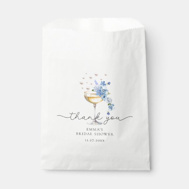 Wildblume Pearls Prosecco Brautparty Vielen Dank Geschenktütchen (Vorderseite)