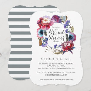 Wildblume Peony Floral Feathers   Brautparty Einladung