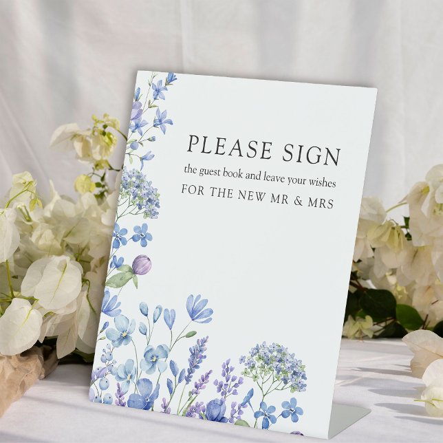 Wildblume Periwinkle Floral Wedding Gästebuch Sockelschild (Guest book sign from my Lilac + Periwinkle Wildflower Wedding Collection)