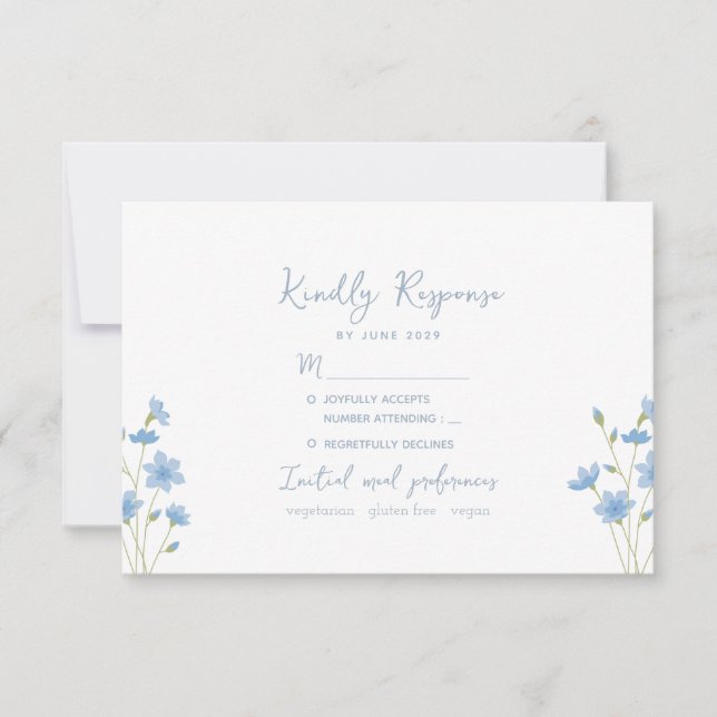 Wildblume Periwinkle Wedding RSVP Card (Vorderseite)