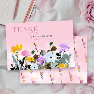 Wildblume Personalisiert rosa Dankeschön Karte