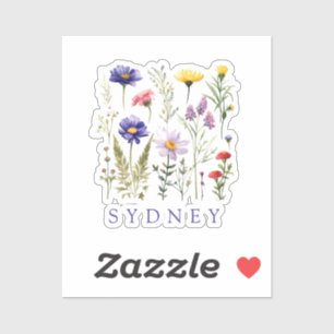 Wildblume Personalisierter Name Aufkleber