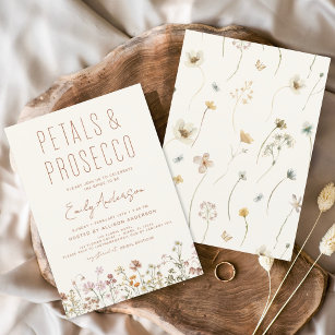 Wildblume Petals & Prosecco Brautparty Einladung
