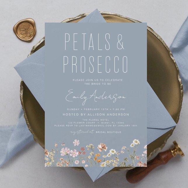 Wildblume Petals & Prosecco Brautparty Einladung (Von Creator hochgeladen)