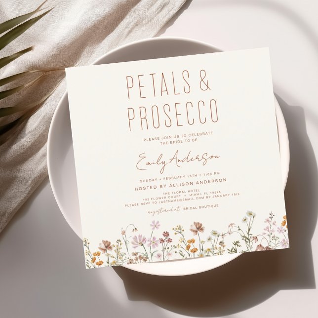 Wildblume Petals & Prosecco Brautparty Einladung (Von Creator hochgeladen)