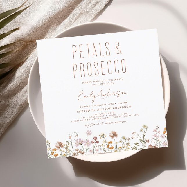 Wildblume Petals & Prosecco Brautparty Einladung (Von Creator hochgeladen)