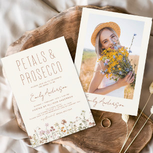 Wildblume Petals & Prosecco Brautparty Foto Einladung