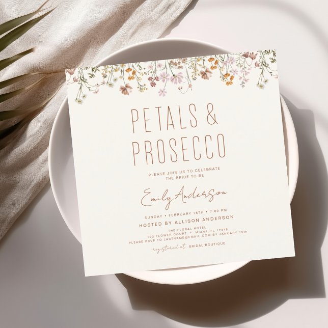 Wildblume Petals & Prosecco Brautparty Garden Einladung (Von Creator hochgeladen)