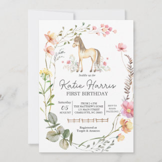 Wildblume Pferd Einladung zum Geburtstag