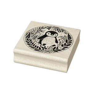 Wildblume Pinguin Liebhaber Illustration Gummistempel