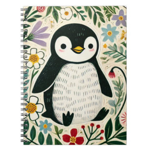 Wildblume Pinguin Liebhaber Illustration Notizblock