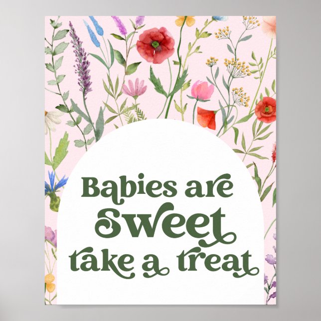 Wildblume Pink Baby Dusche Nehmen Sie ein Leckerei Poster (Vorne)