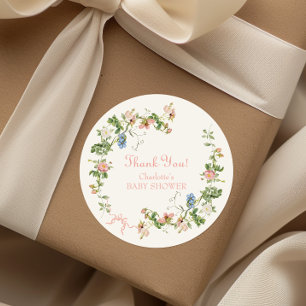 Wildblume Pink Bow Babydusche Runder Aufkleber