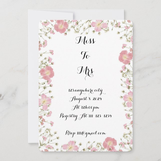 WILDBLUME PINK BRIDAL SHOWING EINLADUNG (Vorderseite)