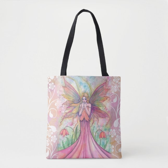 Wildblume Pink Fairy Fantasy Art Illustration Tasche (Vorderseite)