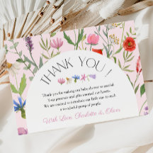Wildblume Pink Girl Babydusche Danke Karte