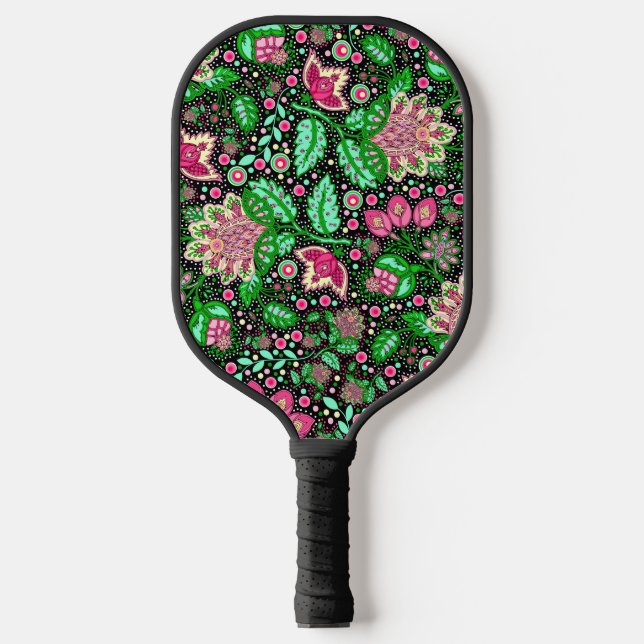 Wildblume Pink Lady Slipper Inspirierte Volkskunst Pickleball Schläger (Vorderseite)