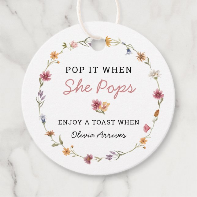 Wildblume Pop Es, wenn sie Pop Champagner-Favorite Geschenkanhänger (Vorderseite)
