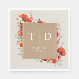 Wildblume Poppy Cardstock Hochzeit Serviette