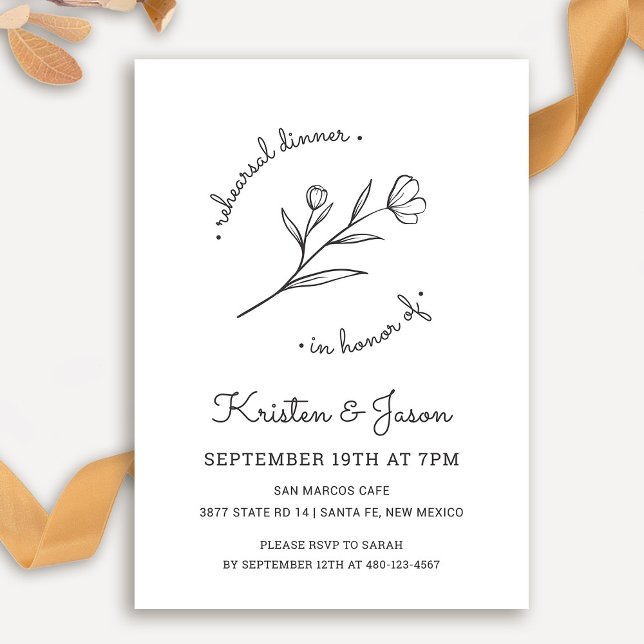 Wildblume Probe Abendessen Einladung (Wildflower Rehearsal Dinner Invitation by Fiesta Valley Print)