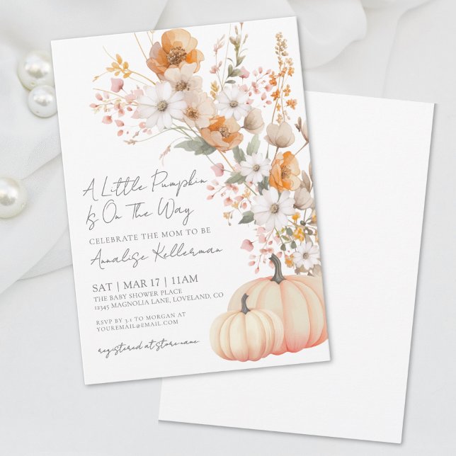 Wildblume Pumpkin Baby Dusche Einladung (Wildflower Pumpkin Baby Shower Invitation )