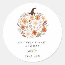 Wildblume Pumpkin Baby Dusche Runder Aufkleber