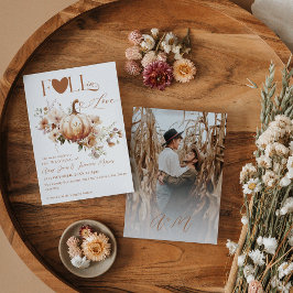 Wildblume & Pumpkin Boho Chic Hochzeit im Herbst Einladung