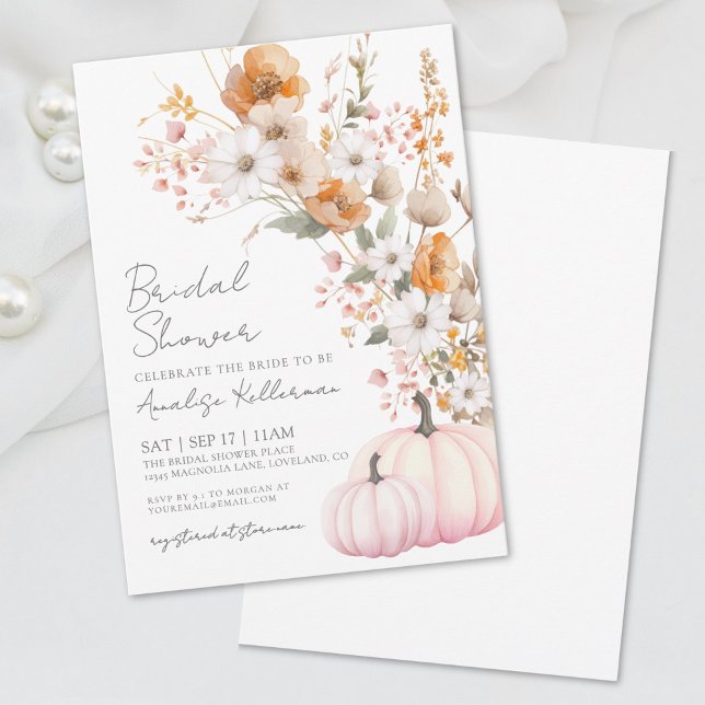 Wildblume Pumpkin Floral Brautparty Einladung (Wildflower Pumpkin Floral Bridal Shower Invitation)
