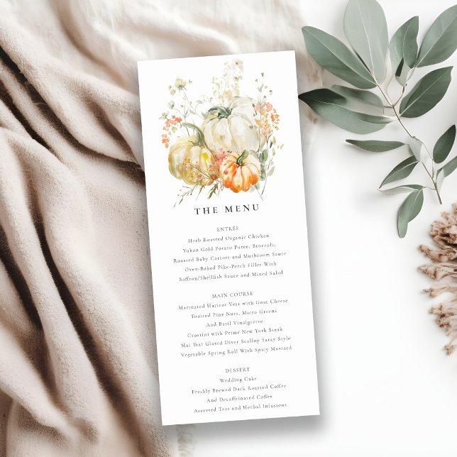 Wildblume Pumpkin Watercolor Wedding Menu Card Einladung (Von Creator hochgeladen)