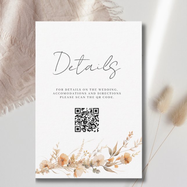 Wildblume QR Code Hochzeitsangabe Detailkarte (Von Creator hochgeladen)