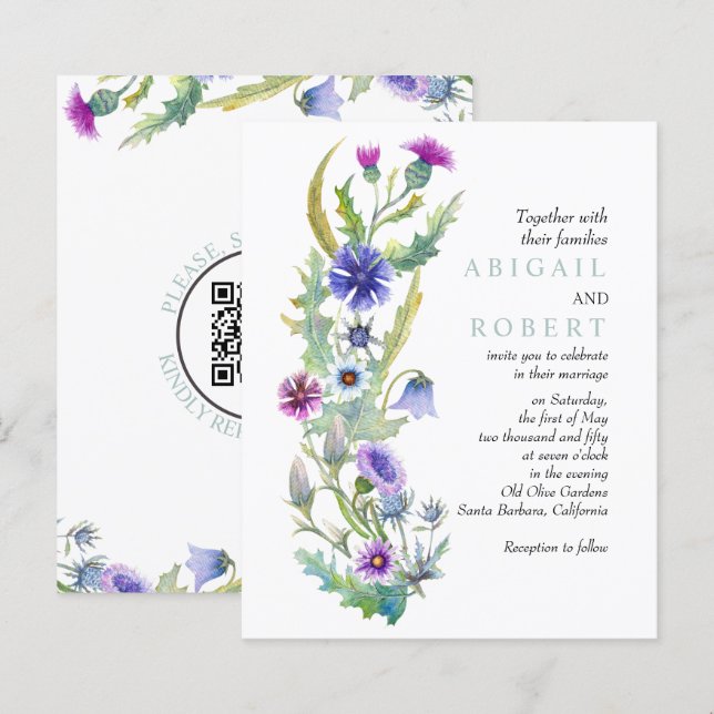 WILDBLUME QR Code Hochzeitseinladung (Vorne/Hinten)