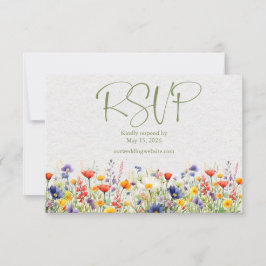 Wildblume QR Code Wedding RSVP Card Karte