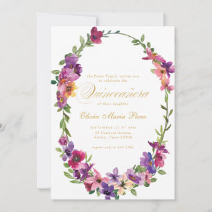 Wildblume Quinceañera Rosa Lila Blüte Einladung