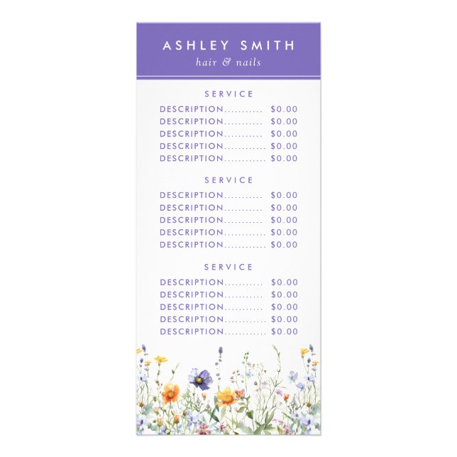 Wildblume-Rack-Karte Werbekarte (Vorne)