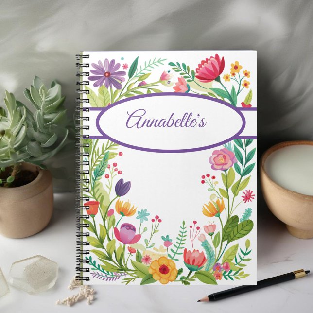 Wildblume Rahmen farbiges Spiral Foto Notebook Notizblock (Von Creator hochgeladen)
