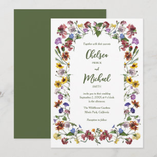 Wildblume Rahmen Rustic Boho Hochzeit Einladung