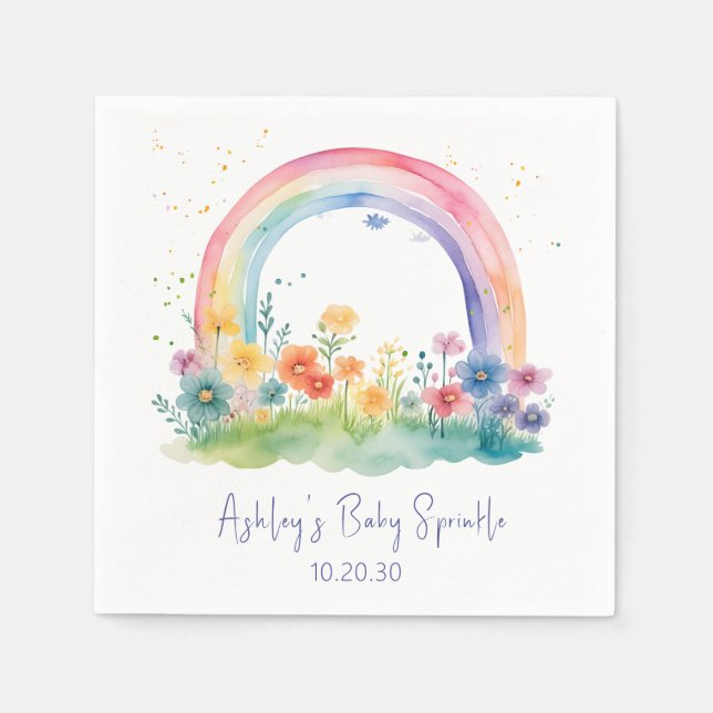 Wildblume Rainbow Baby Mädchen Sprinkle Serviette (Vorderseite)
