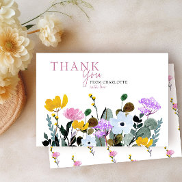 Wildblume Rasen Personalisiert Weiß Danke Karte