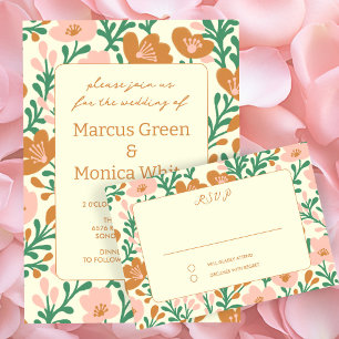 Wildblume Reben Rosa Gedeckter WEDD RSVP Karte