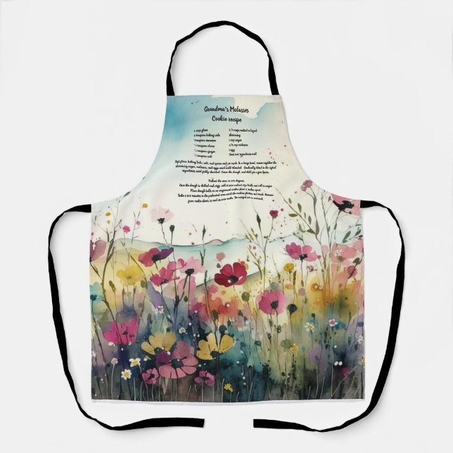 Wildblume "Recipe keepake" Schürze (Vorderseite)