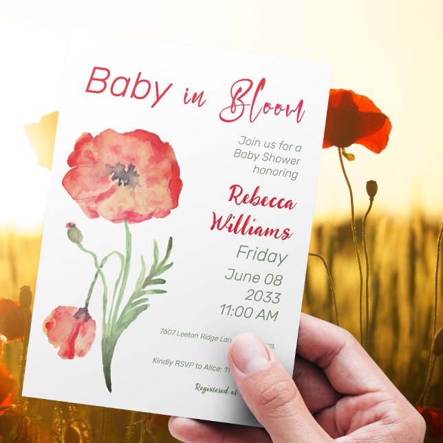 Wildblume Red Poppies in Bloom Floral Baby Dusche Einladung (Von Creator hochgeladen)