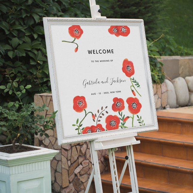 Wildblume Red Poppies Moderne Blumenhochzeit Poster (Von Creator hochgeladen)