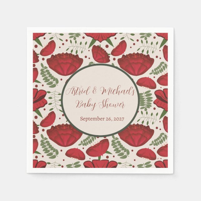 Wildblume Red Poppy Baby Dusche Serviette (Vorderseite)