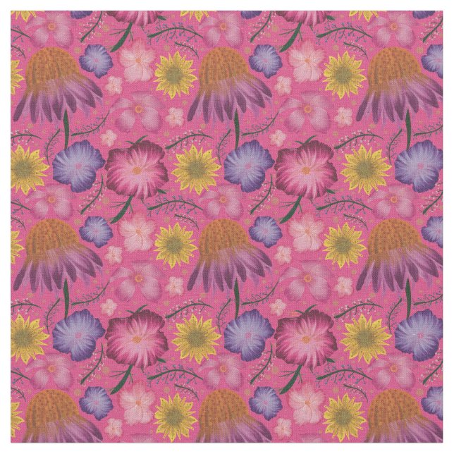 Wildblume Rosa Blumenmuster Stoff (Nahaufnahme)