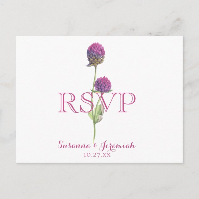 Wildblume Rosa Blumenmuster UAWG Option Einladungspostkarte (Vorderseite)