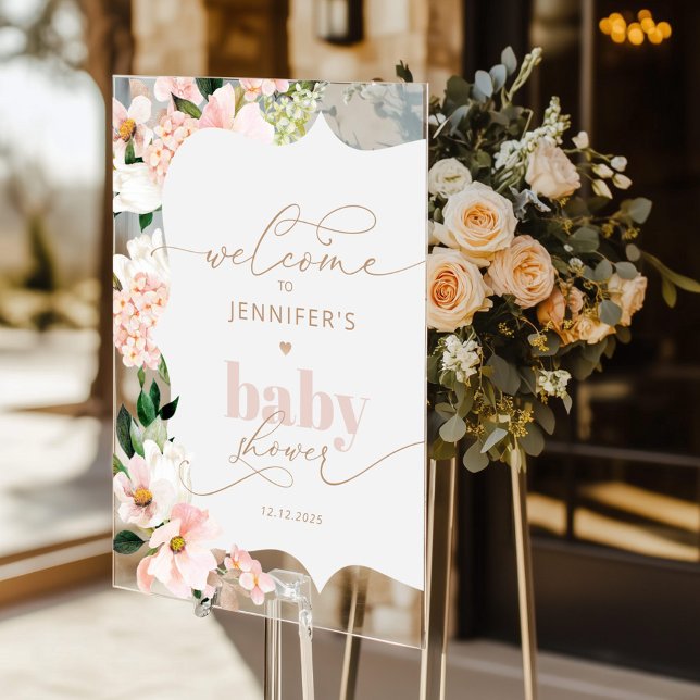 Wildblume Rosa Dusche Begrüßung Acrylschild (Von Creator hochgeladen)