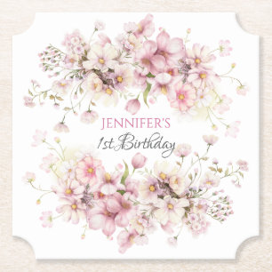 Wildblume Rosa Fairy Blumenpapier Untersetzer