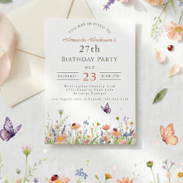 Wildblume Rosa Lila Garden Party 27. Geburtstag Einladung