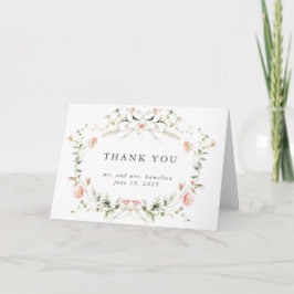 Wildblume Rosa Wasserfarbe Elegante Hochzeit Dankeskarte