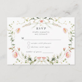 Wildblume Rosa Wasserfarbe Elegante Hochzeit UAWG Begleitkarte